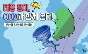 [카드뉴스] 태풍 장미, OOO과 함께 온다! 풍수해 감염병을 조심해!
