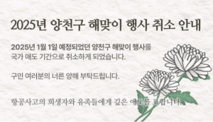 양천구, 2025년 해맞이 행사 취소… 제주항공 참사 애도 동참