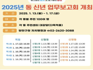 양천구, 구민 생활 속 가려운 곳 해결 위해…18개동 순회 업무보고 개최