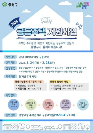 `구민의 쾌적한 주거환경을 위하여!` 중랑구, 공동주택 지원사업 실시