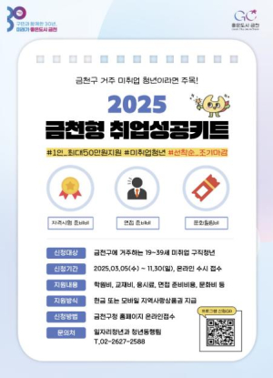 금천구, 청년 취업을 위한 특별한 선물... `취업성공키트` 3종 50만 원 지원