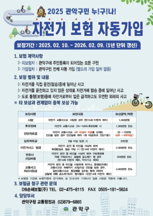 관악구, 전 구민 자전거 보험 가입 완료