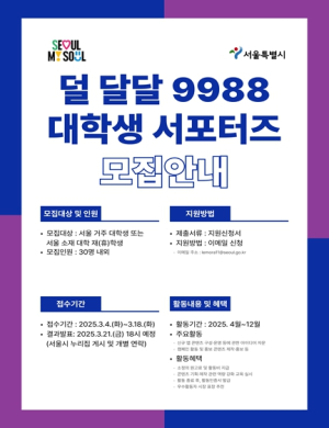 서울시, `덜 달달 9988 대학생 서포터즈` 모여라! 청소년 저당 식문화 앞장