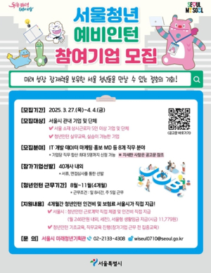 1석 3조의 효과…서울시, 청년 예비인턴 참여기업 모집