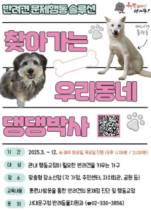 ˝우리동네 댕댕박사가 찾아와요˝ 서대문구, 반려견 행동교정 프로그램 운영