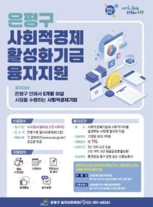 은평구, 사회적경제기업의 성장을 위한 융자 지원 확대