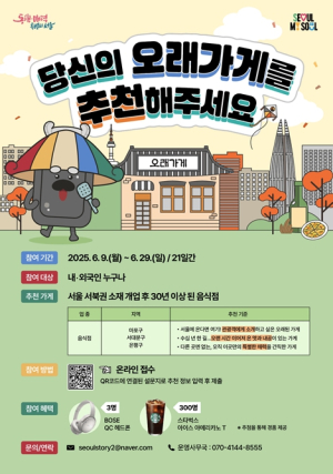 서울시, 서울의 맛과 멋을 보여줄 올해의 ‘오래가게’를 찾습니다