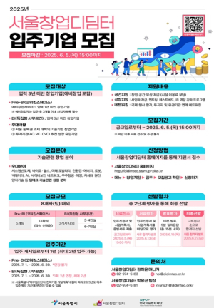 서울시, 산학연계 기술창업 활성화한다…`서울창업디딤터` 신규 입주기업 모집