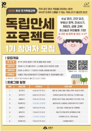 금천구, 청년 주거 독립 프로젝트 참여자 모집... 셀프 인테리어, 전세사기 예방법