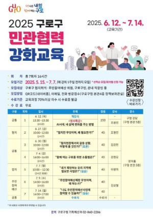 구로구, `2025 민관협력 강화교육` 교육생 모집