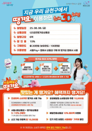 `금천땡겨요상품권` 8일 6억 원 규모 추가 발행…최대 30% 혜택