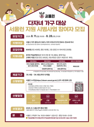 서울시, 다자녀가구에 `서울런` 첫 지원…사교육비 줄여 저출생 대응