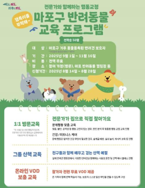 우리 댕쪽이가 달라졌어요. 마포구, 반려동물과 특별한 동행 참가자 모집