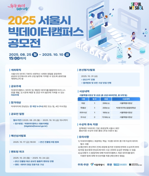 시민의 데이터 아이디어가 도시를 바꾼다.. 2025 서울시 빅데이터 공모전 개최