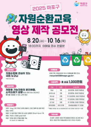 ‘소각은 제로, 자원은 새로’마포구, 자원순환교육 영상 공모전 개최