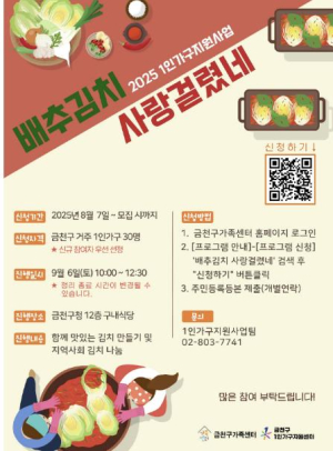 배추 속에 담은 이웃사랑... 금천구, 1인가구 김장 행사 개최