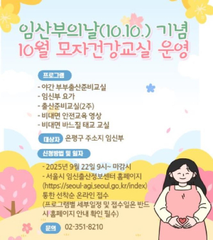 은평구, 임산부의 날 맞아 다양한 모자건강교실 프로그램 운영