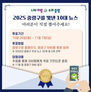 중랑의 2025년, 어떤 순간이 빛났나요? 주민 참여로 선정하는 10대 뉴스 투표 시작