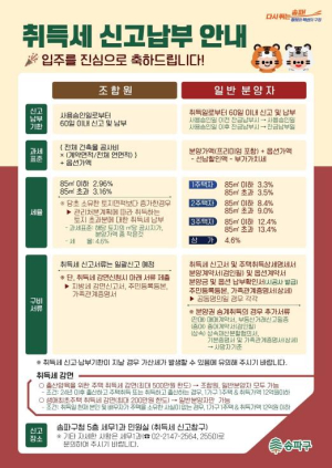 송파구, 입주 앞둔 잠실 대단지 아파트에 취득세 신고납부 안내문 발송