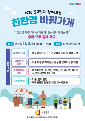 ˝버리지 말고, 바꾸세요!˝ 서울 중구, 다산어린이공원에 `친환경 바꿔가게` 연다