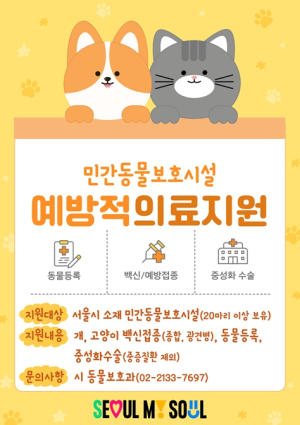 서울시, 애니멀호더 예방을 위한 민간동물보호시설 의료지원