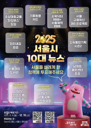 올해 당신을 가장 설레게 했던 정책은, 2025년 서울의 10대뉴스 온라인 투표 12.8.부터 시작