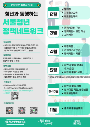 서울시, 2026년 `서울 정책 제안` 청년 350명 모집