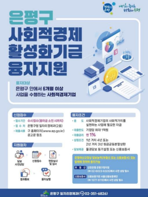은평구, 2026년 사회적경제기업 대상 최대 1억 원 융자 지원 실시