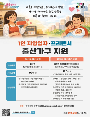나홀로 사장님 출산휴가 보내주는 서울시…`아빠 출산휴가급여` 120만 원으로 늘린다