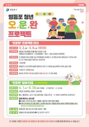 ˝영등포 청년, `오운완` 인증하면 최대 10만 원 지원˝ 1,800명 모집