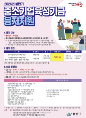 용산구, 30억 규모 2026 상반기 중소기업육성기금 융자지원