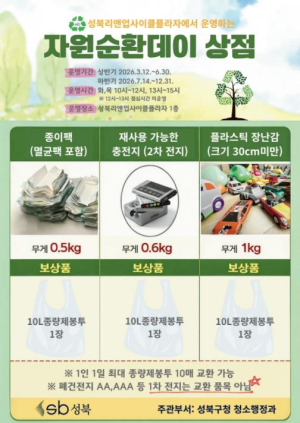 성북구, 성북리앤업사이클플라자서 `자원순환데이 상점` 운영