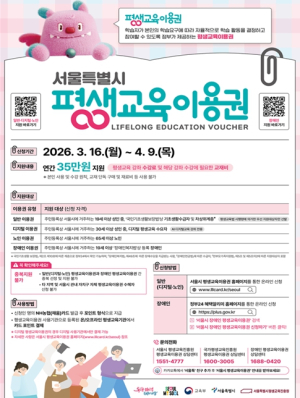 서울시, 서울시민 18,959명에게 연 35만 원 평생교육이용권 지급