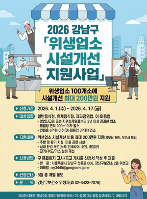 강남구, 음식점·미용실 등 100개소에 시설개선 최대 200만 원 지원