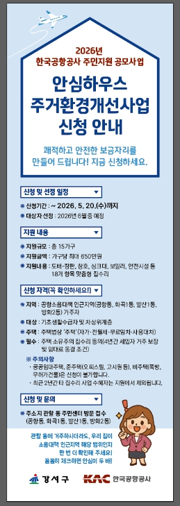 ˝오래된 장판, 낡은 보일러 싹 고쳐드립니다˝ 강서구, 공항 소음 지역 저소득 가구에 집수리 지원