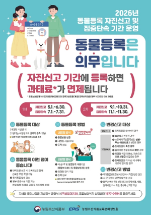 ˝반려견 등록, 잊지 마세요˝ 종로구, 동물등록 자진신고 운영