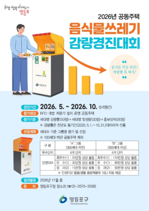 영등포구, 음식물쓰레기 줄이기 나선다…공동주택 대상 `감량 경진대회` 개최