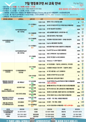 ˝내 집 앞에서 쉽게 배우는 AI˝ 영등포구, `구민 인공지능(AI) 교육` 수강생 모집