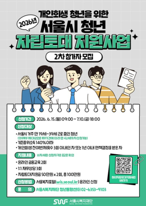 서울시, 개인회생 마친 청년 자립토대지원금 100만 원 지원