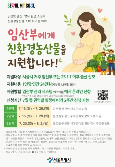 “임산부 건강, 광진구가 챙겨요”․․․친환경 농산물 꾸러미 배달갑니다