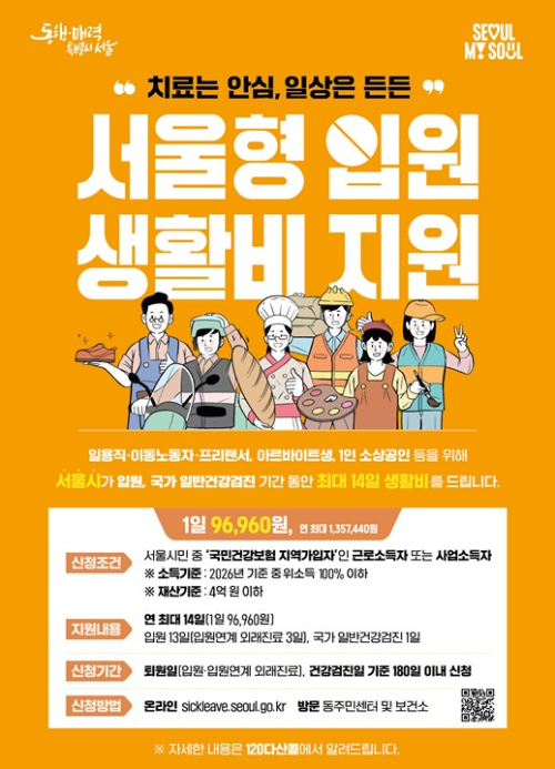 서울시, 생계 걱정 덜고 아플 때 쉰다… `서울형 입원 생활비` 지급 약 20% 늘었다