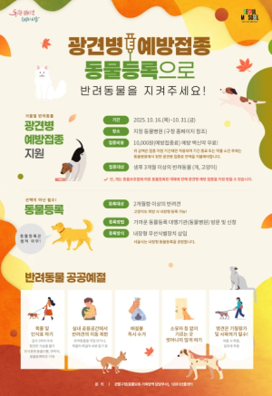 영등포구 1,800마리 광견병 백신 무료 지원