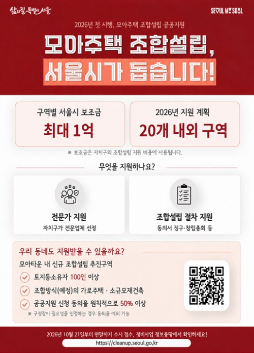 서울시, 조합설립 공공지원 모아주택까지 확대… 올해 첫 시행